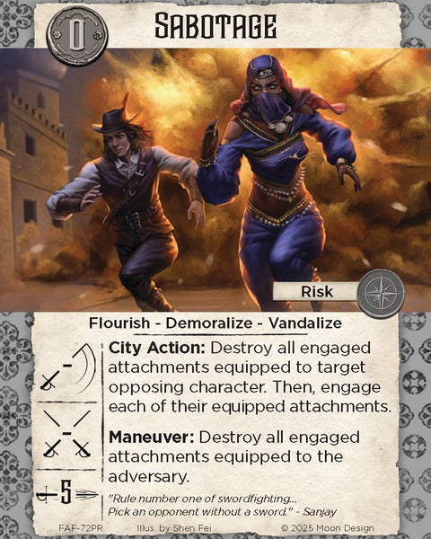 7th Sea: City of Five Sails Sabotage Fate & Fortune Promotional Card